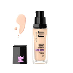 MAYBELLINE FIT ME LUMINOUS + SMOOTH LIQUID FOUNDATION SPF18 105 NATURAL IVORY 30ML