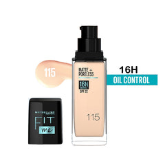 MAYBELLINE NEW YORK FIT ME MATTE + PORELESS 16H SPF 22 FOUNDATION, 115 IVORY, 30ML