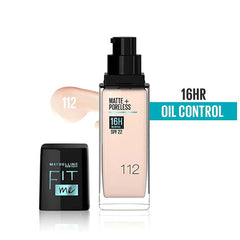 MAYBELLINE NEW YORK FIT ME MATTE + PORELESS 16H SPF 22 FOUNDATION, 112 NATURAL IVORY 30ML