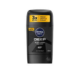 NIVEA DEEP BLACK CARBON DARK WOOD ANTIPERSPIRANT DEODORANT STICK, 48 HOURS 50ML
