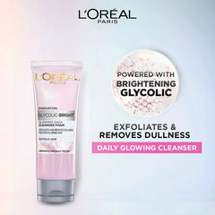 L'OREAL PARIS GLYCOLIC BRIGHT GLOWING DAILY FACIAL CLEANSER FOAM 100ML