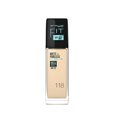 MAYBELLINE NEW YORK FIT ME MATTE + PORELESS 16H SPF 22 FOUNDATION, 118 LIGHT BEIGE 30ML
