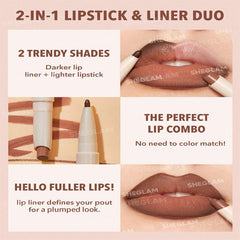 SHEGLAM - GLAM 101 LIPSTICK & LINER DUO-DEEP CARAMEL 0.2G