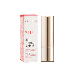 CLARINS PARIS JOLI ROUGE VELVET MATTE & MOISTURIZING LONG-WEARING LIPSTICK,741V RED ORANGE.