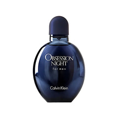 Blue Calvin Klein Obsession Night perfume bottle on a white background