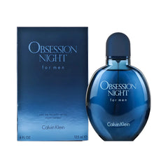 Calvin Klein Obsession Night perfume bottle and packaging on a white background