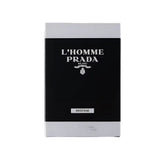 Prada L'Homme Intense perfume packaging on a white background