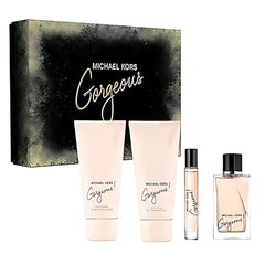 Michael Kors Gorgeous perfume set with black and gold packaging