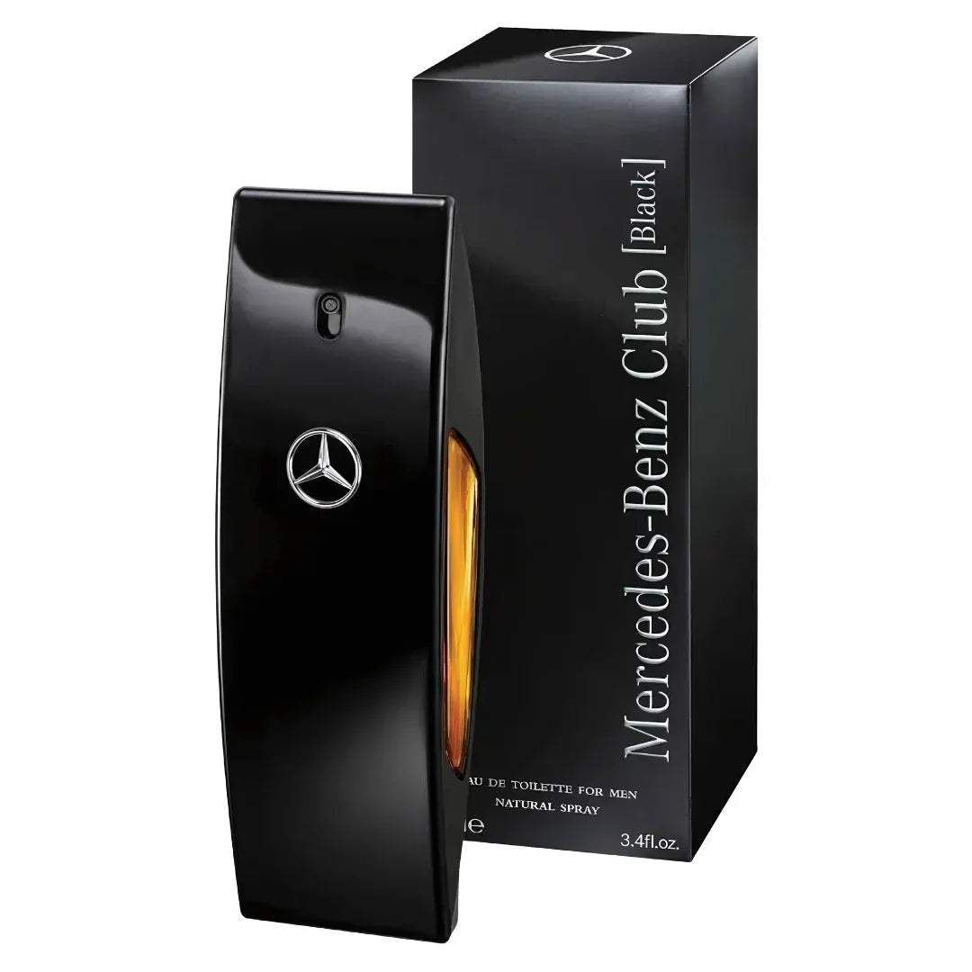 Mercedes-Benz Club Back perfume bottle and packaging on a white background