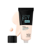 MAYBELLINE-FIT ME MATTE & PORELESS FOUNDATION 102 FAIR IVORY