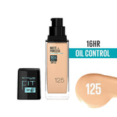 MAYBELLINE NEW YORK FIT ME MATTE + PORELESS 16H SPF 22 FOUNDATION, 125 NUDE BEIGE, 30ML