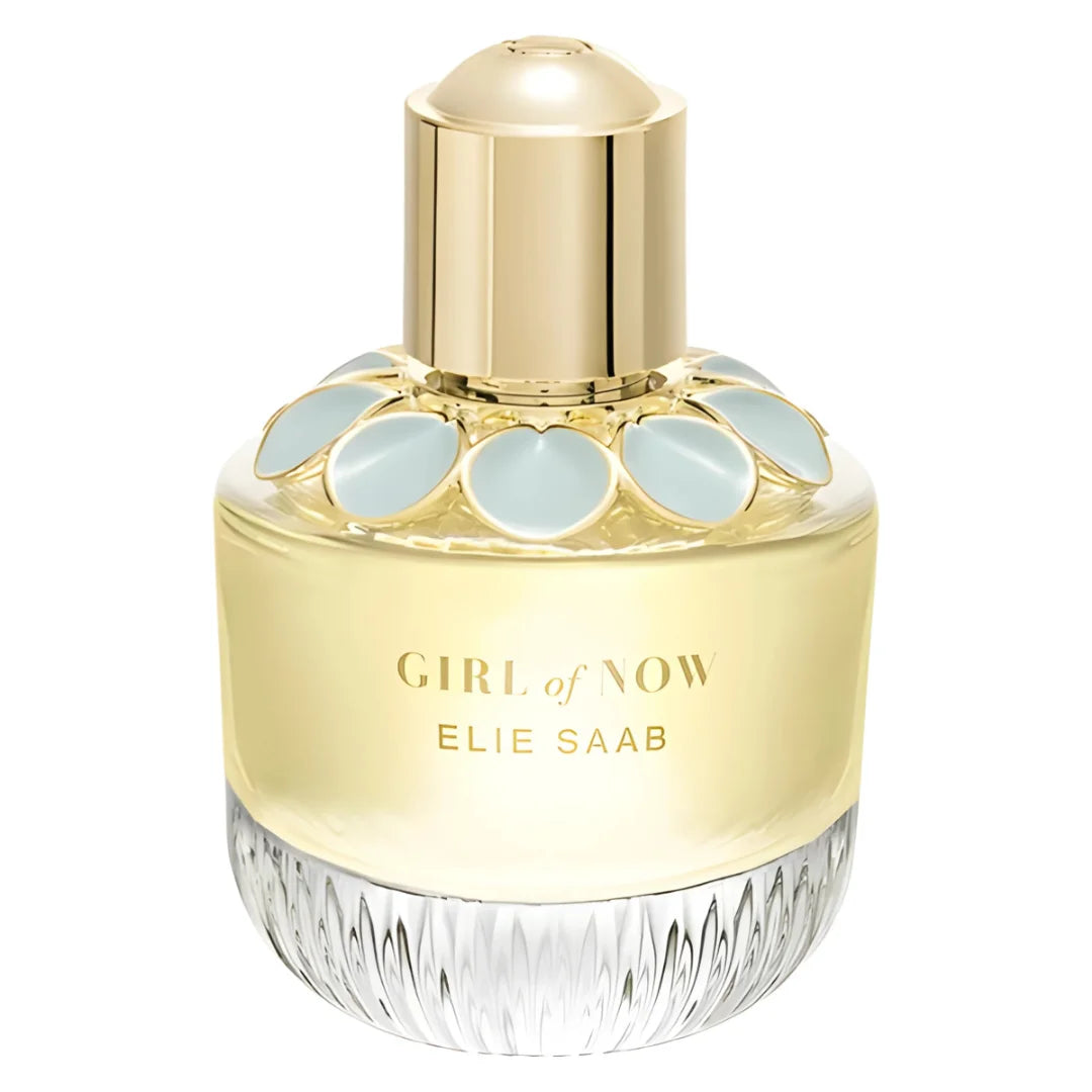Elie Saab Girl of Now perfume bottle on a white background