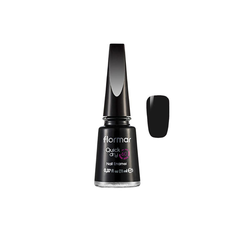 FLORMAR QUICK DRY 60 NAIL ENAMEL,QD10, BLACK MINIMALISM, 11ML