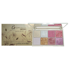 GLAMOROUS FACE 8 COLOR HIGHLIGHTER BLUSH ON PALETTE KIT – 02