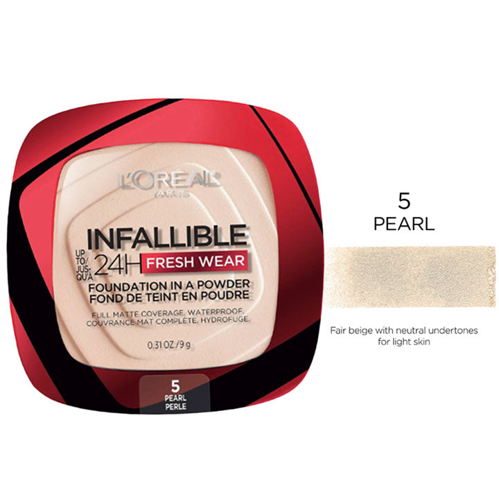 L'OREAL PARIS- INFALLIBLE FRESH WEAR FOUNDATION IN A POWDER 24H WEAR 05 PEARL, 9G