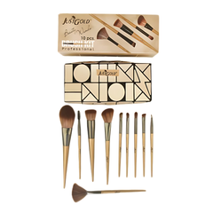 JustGold Beauty Wand Professional Makeup Brush Kit (10 Pcs)