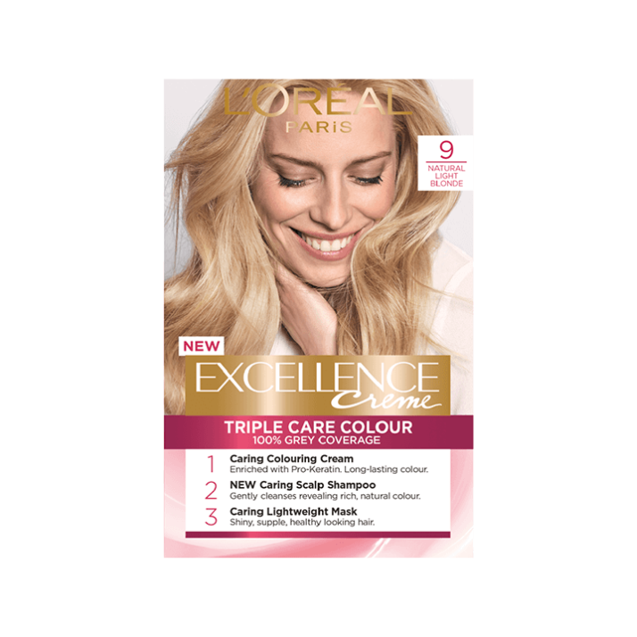 L'Oreal Paris Excellence Crème Permanent Hair Colour 9 Natural Light Blonde