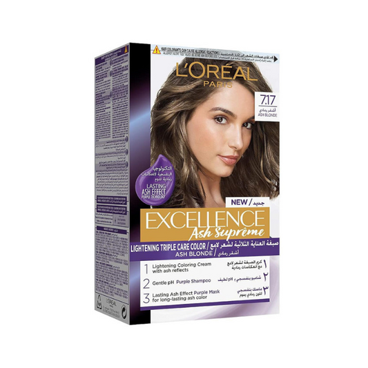 L'Oreal Paris Excellence Ash Supreme Triple Care Hair Color, 7.17 Ash Blonde