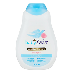 Baby Dove shampoo bottle on a white background