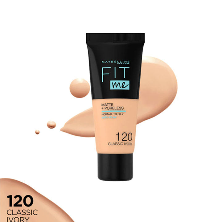 MAYBELLINE NEW YORK FIT ME MATTE + PORELESS FOUNDATION 120 CLASSIC IVORY - 30ML