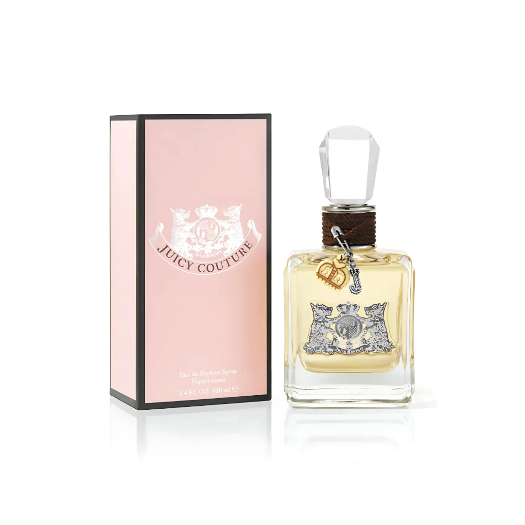 Juicy Couture perfume bottle and packaging on a white background