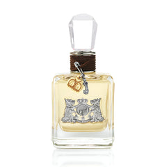 Perfume bottle with decorative label on a white background