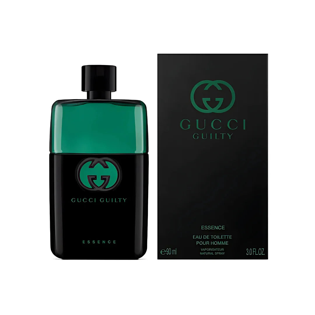Gucci Guilty perfume bottle and packaging on a white background